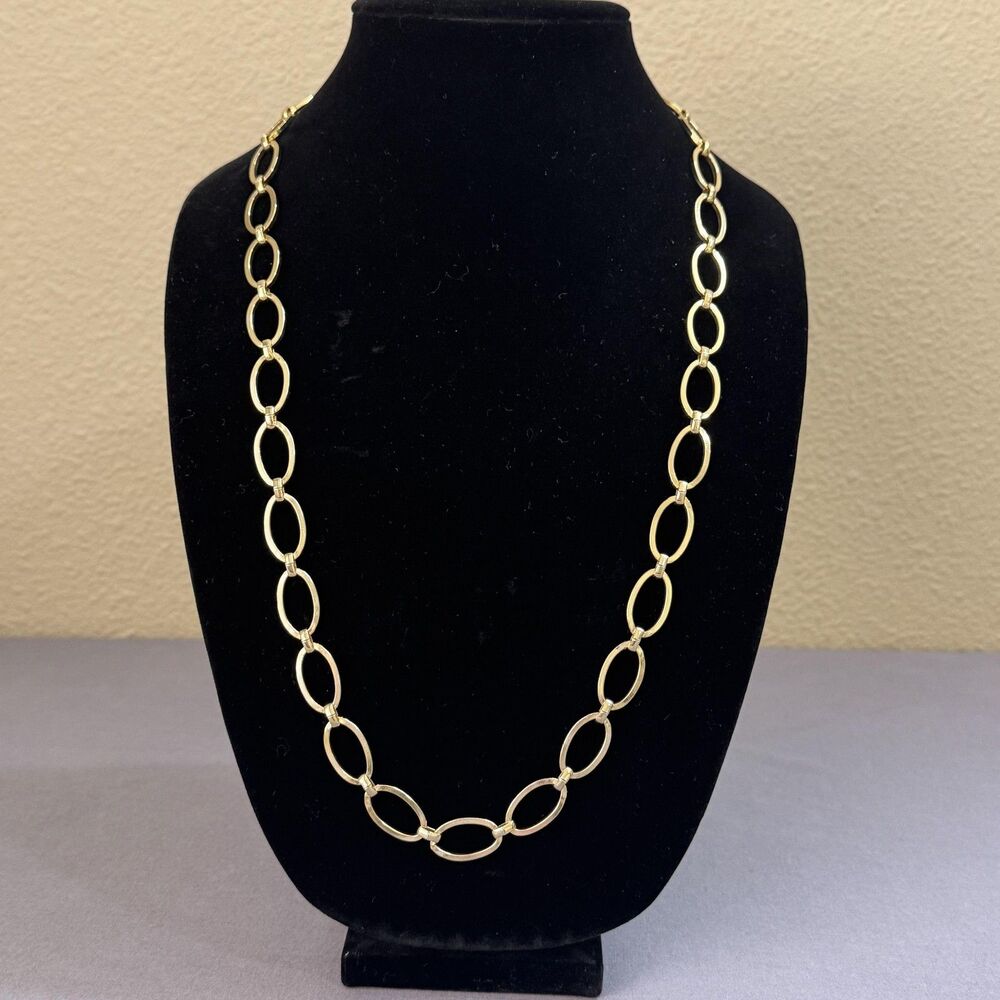 Gold Tone Oval Link Chain Necklace 29 In Womens Minimalist Statement Jewelry